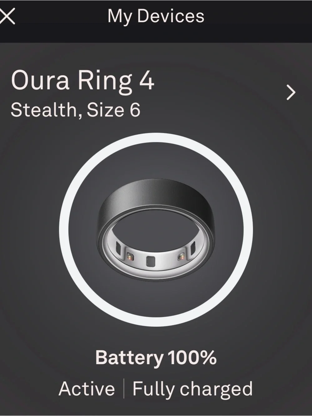 Oura Ring 4 Stealth Size 6 Includes Charger
